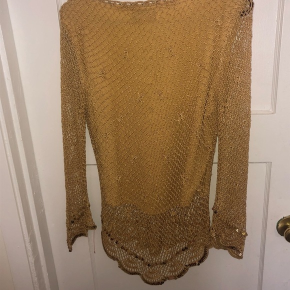 Vintage FEELINGS size L gold crocheted top with sequins and lining. Preloved - Picture 5 of 9